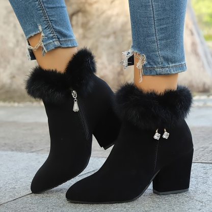 🔥Last Day Promotion 50% OFF - Women's Fashionable Warm Heeled Ankle Boots