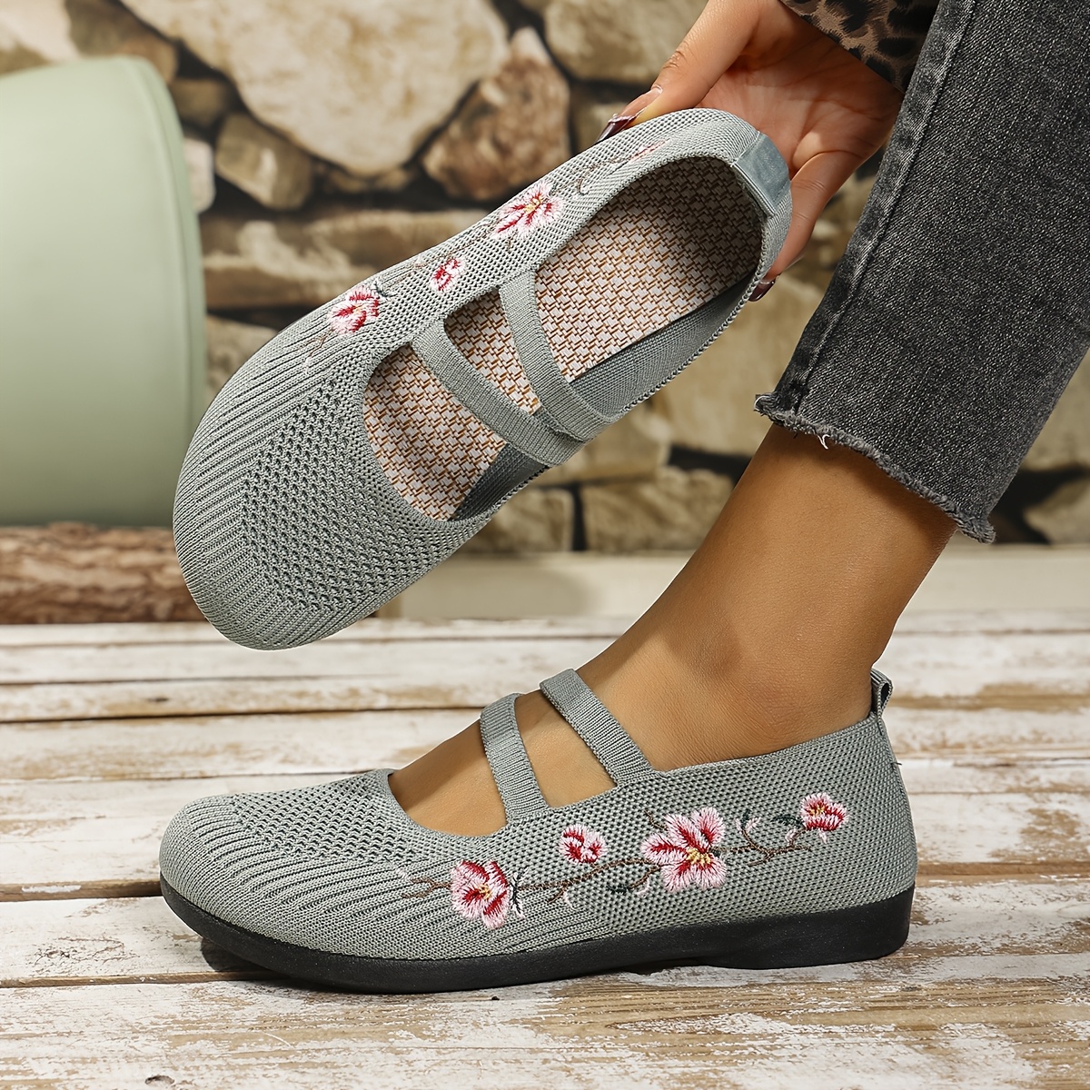 🔥Last Day Promotion 50% OFF -  Women's Floral Knit Ballet Flats