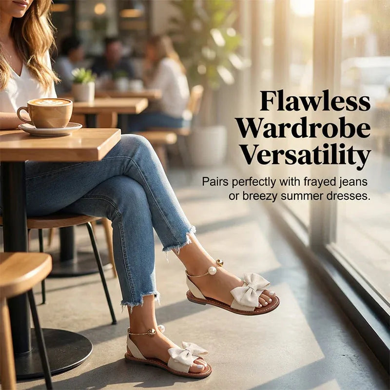 🔥Last Day Promotion 50% OFF - Women’s Bow Stylish Pearl Ankle Strap Sandals