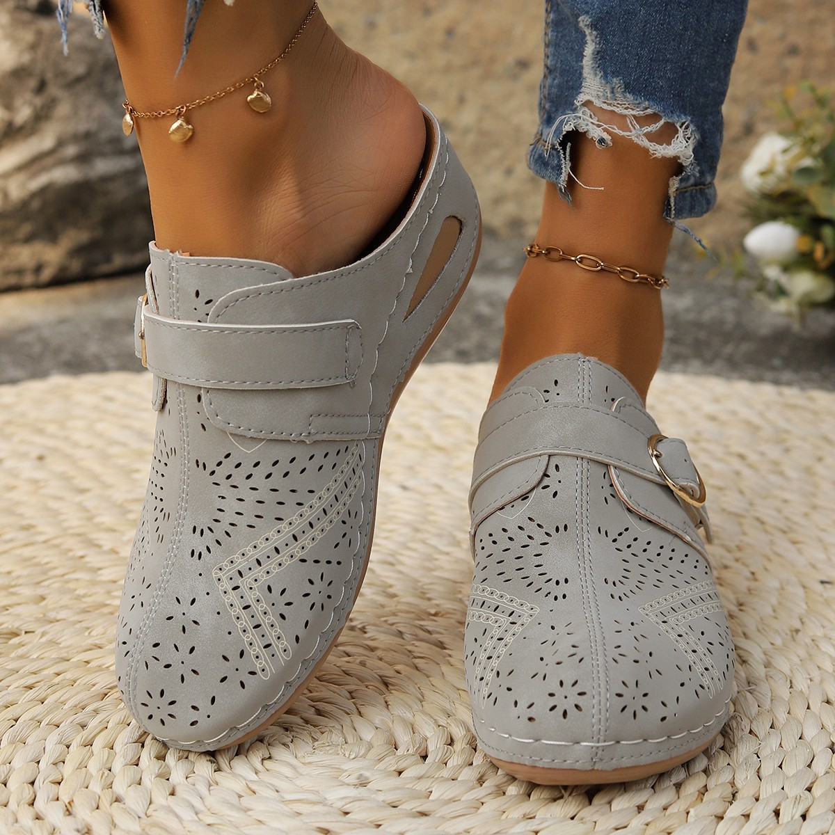 🔥Last Day Promotion 50% OFF - Women’s Orthopaedic Arch Support Wedge Mule Slip On Sandals