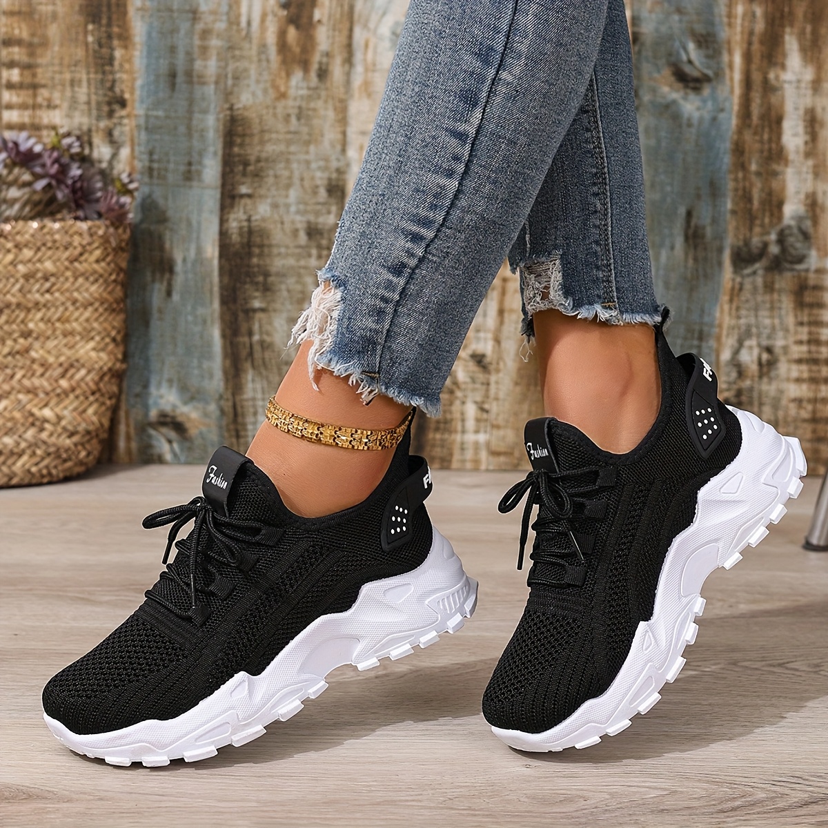 🔥Last Day Promotion 50% OFF - Ladies Supportive Chunky Sole Trainers Breathable Mesh Knit Cushioned All Day Walking Casual Footwear