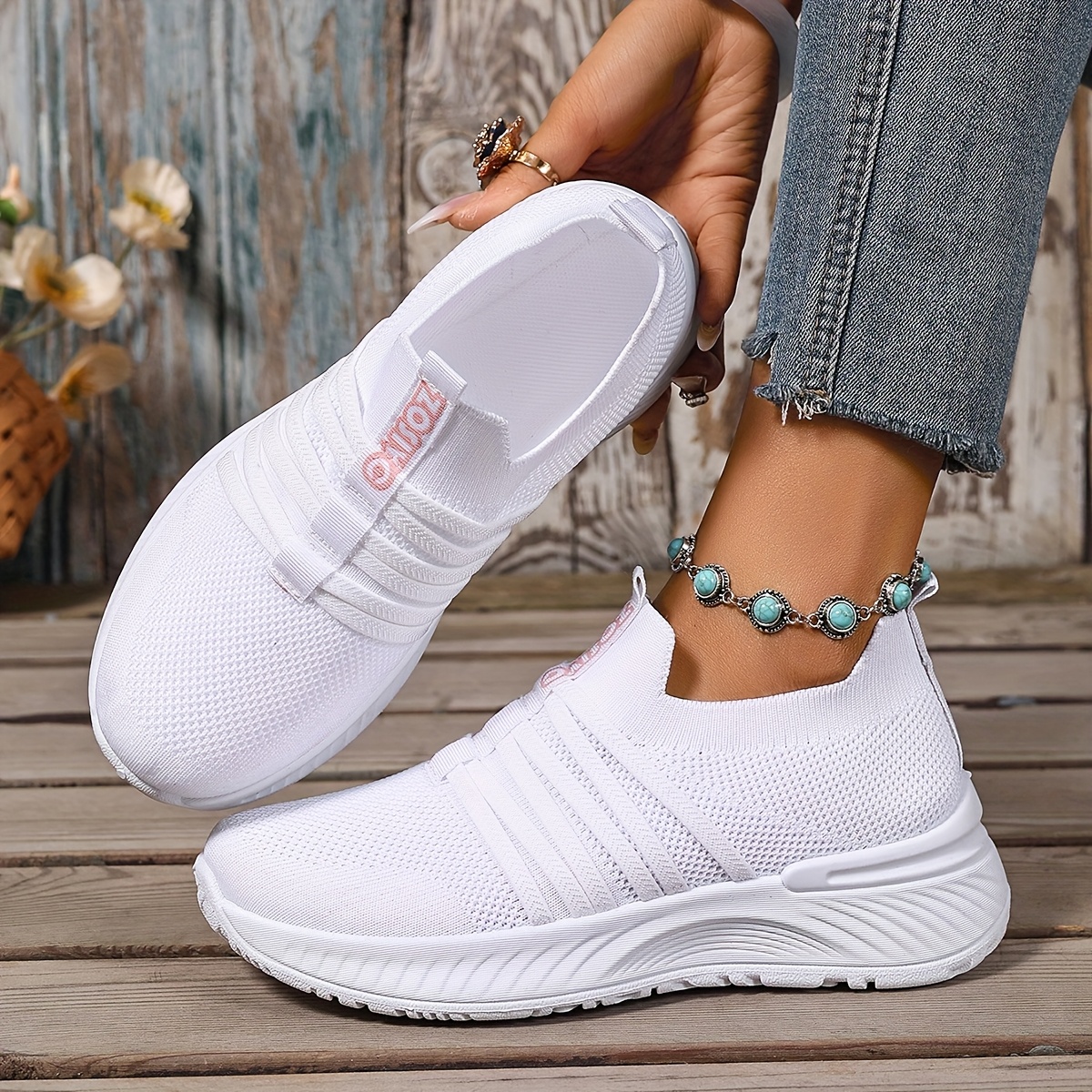🔥Last Day Promotion 50% OFF - Women's Breathable Knit Sock Slip On Trainers Lightweight Cushioned Sole All Day Walking Footwear
