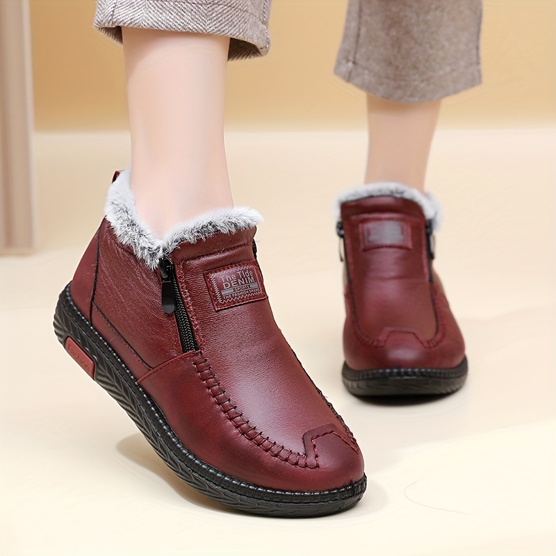 🔥Last Day 50% OFF - Orthopaedic Leather  Waterproof Snow Boots for Women: Cosy Fleece-Lined Pain Relief Shoes