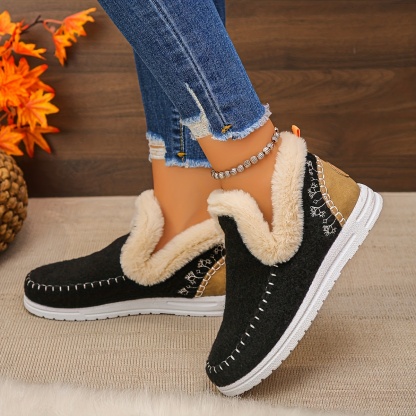 🔥Last Day 50% OFF - Women's Warm Fleece-Lined Slip-On Boots - Wide Fit, Cushioned Sole Pain Relief Walking Shoes