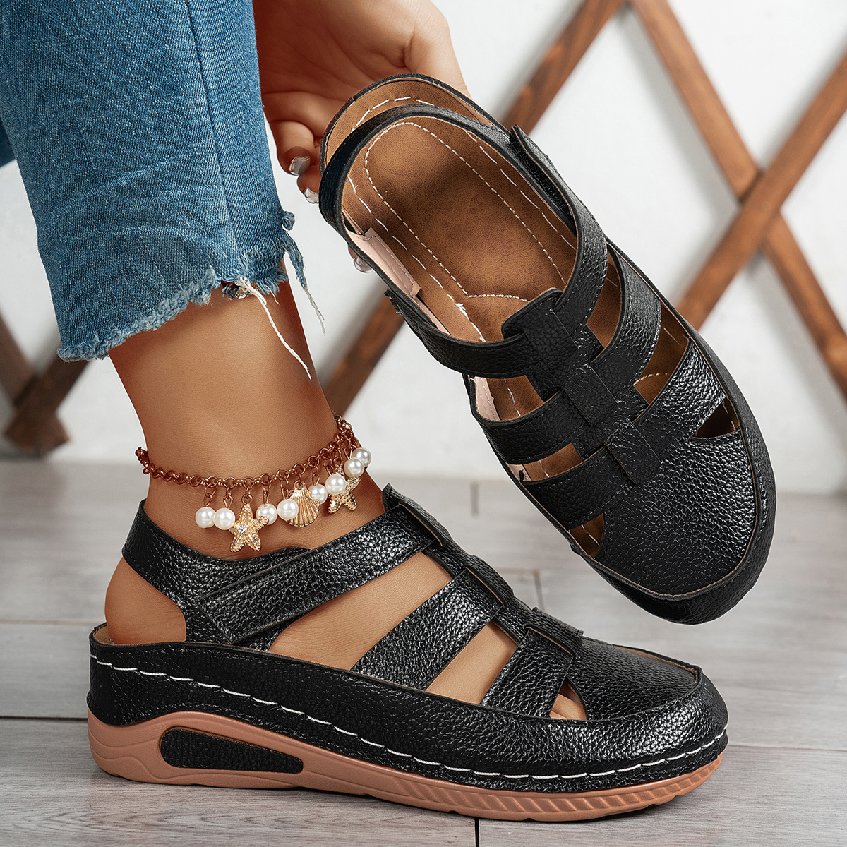 🔥Last Day Promotion 50% OFF - Women’s Stylish Comfortable Leather Wedge Sandals