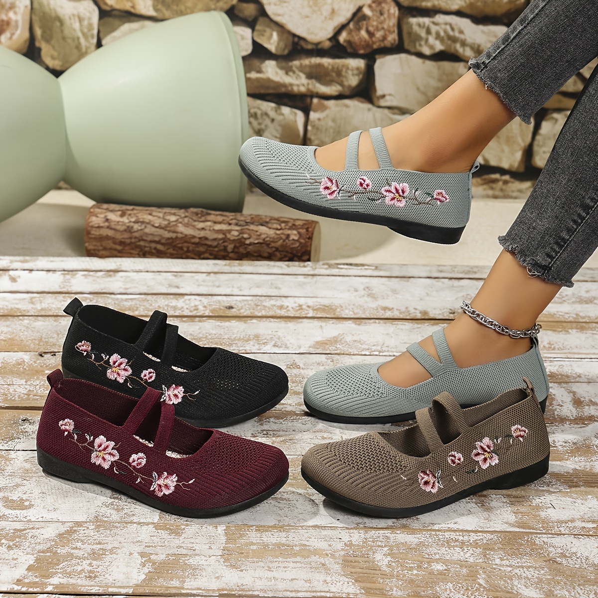 🔥Last Day Promotion 50% OFF -  Women's Floral Knit Ballet Flats