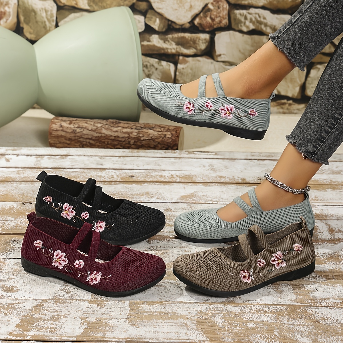 🔥Last Day Promotion 50% OFF -  Women's Floral Knit Ballet Flats