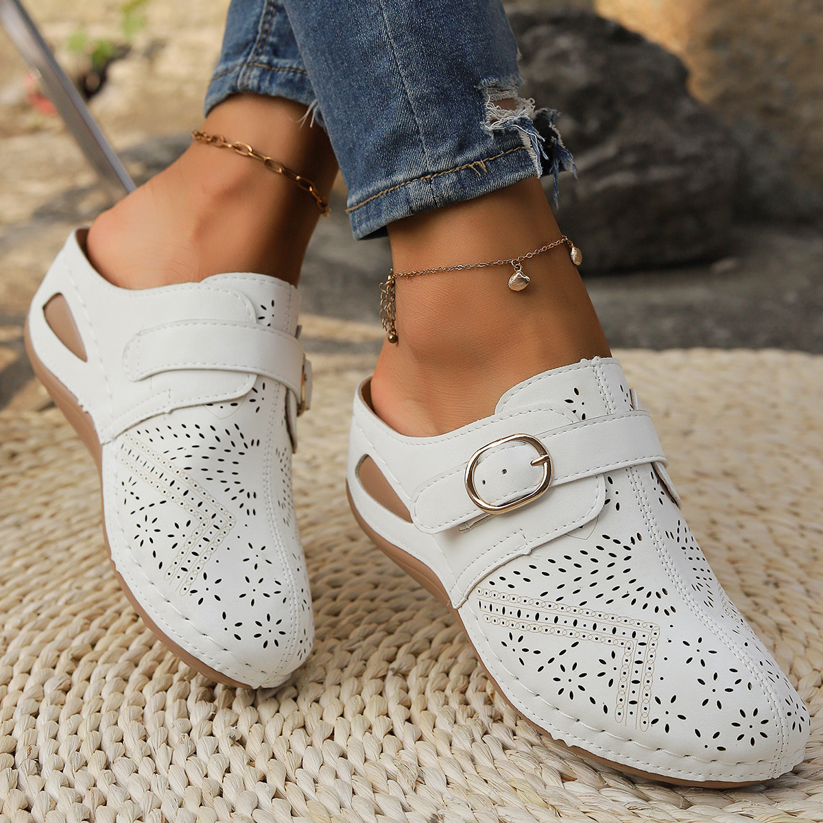 🔥Last Day Promotion 50% OFF - Women’s Orthopaedic Arch Support Wedge Mule Slip On Sandals