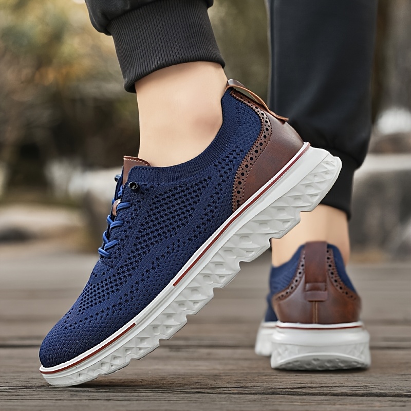 🔥LAST DAY - 50% OFF🛒Men's Orthopaedic Breathable Knit Brogue Sneakers | Ergonomic Pain-Relief Walking Shoes with Arch Support