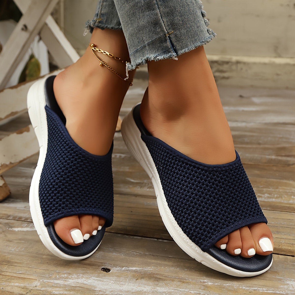 🔥Last Day Promotion 50% OFF - Women's Elegant Knitted Cushioned Wedge Sandals