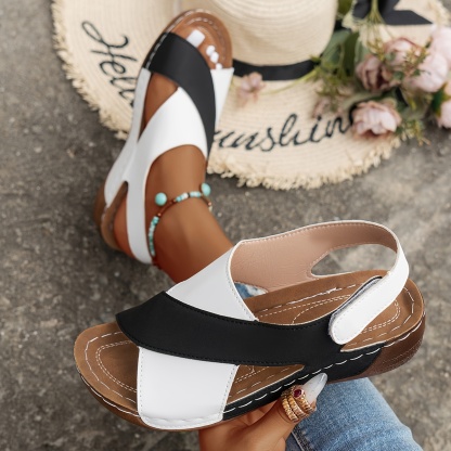 🔥Last Day Promotion 50% OFF - Women's Contrast Color Wedge Arch Support Orthopaedic Sandals