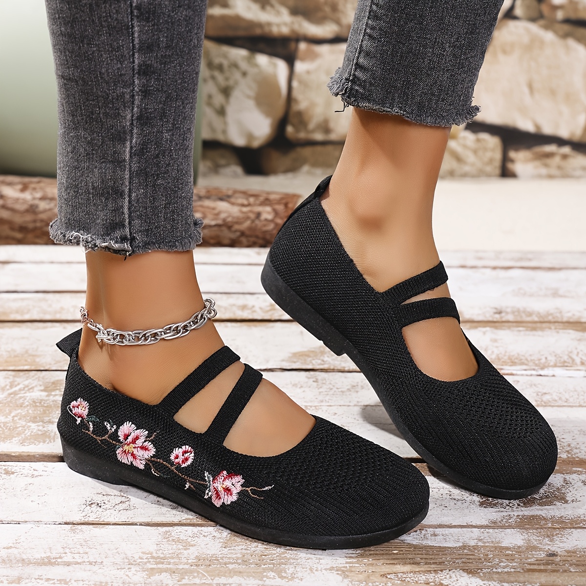 🔥Last Day Promotion 50% OFF -  Women's Floral Knit Ballet Flats