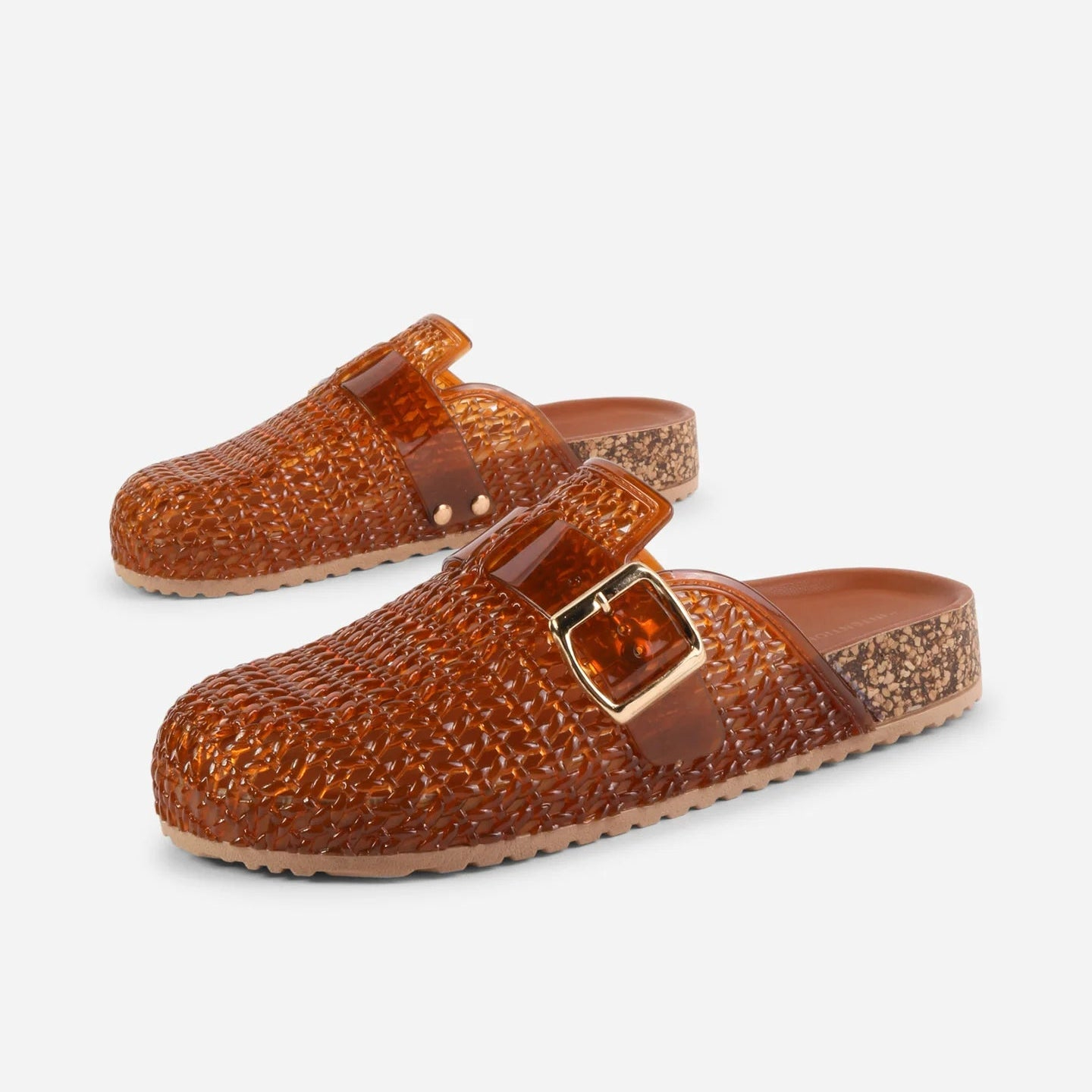 🔥Last Day Promotion 50% OFF - Ladies Breathable Slip-On Jelly Clogs Adjustable Buckle Cork Cushioned Insole