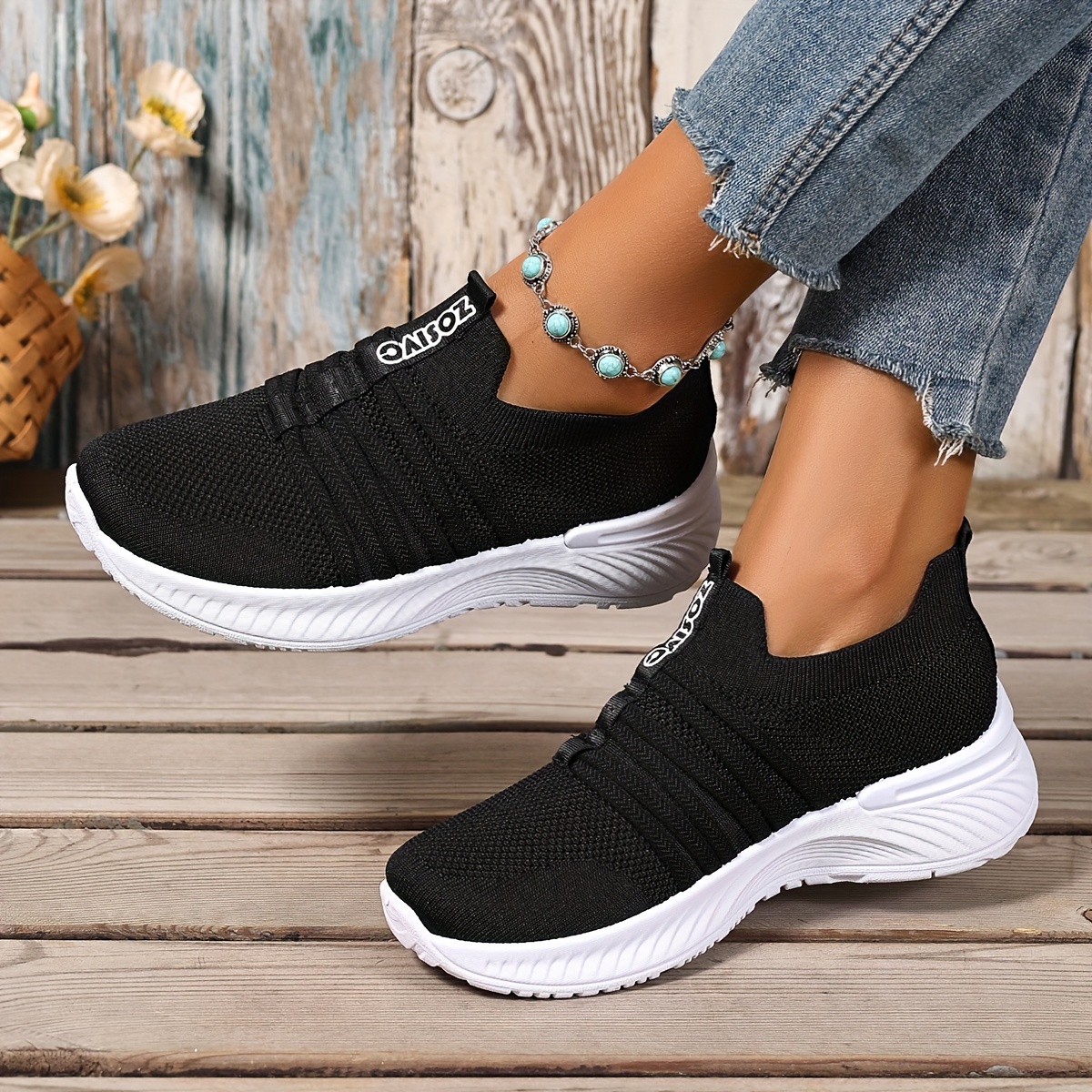 🔥Last Day Promotion 50% OFF - Women's Breathable Knit Sock Slip On Trainers Lightweight Cushioned Sole All Day Walking Footwear