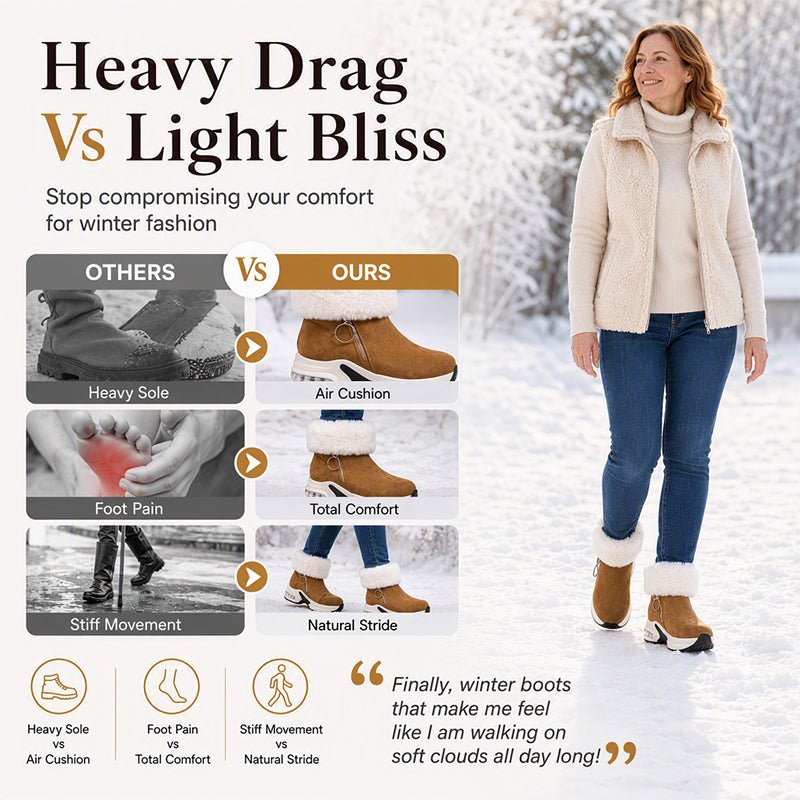 🔥Last Day 50% OFF - Orthopaedic Winter Snow Boots for Women — Premium Fur Collar , Anti-Slip Cushioned with Easy Side Zipper