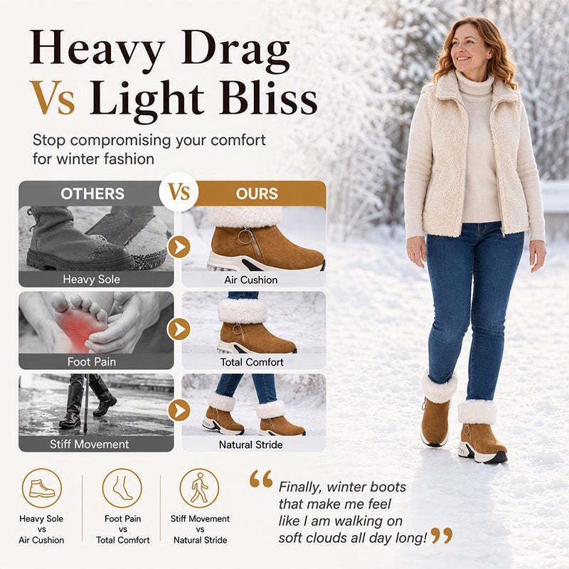 🔥Last Day 50% OFF - Orthopaedic Winter Snow Boots for Women — Premium Fur Collar , Anti-Slip Cushioned with Easy Side Zipper