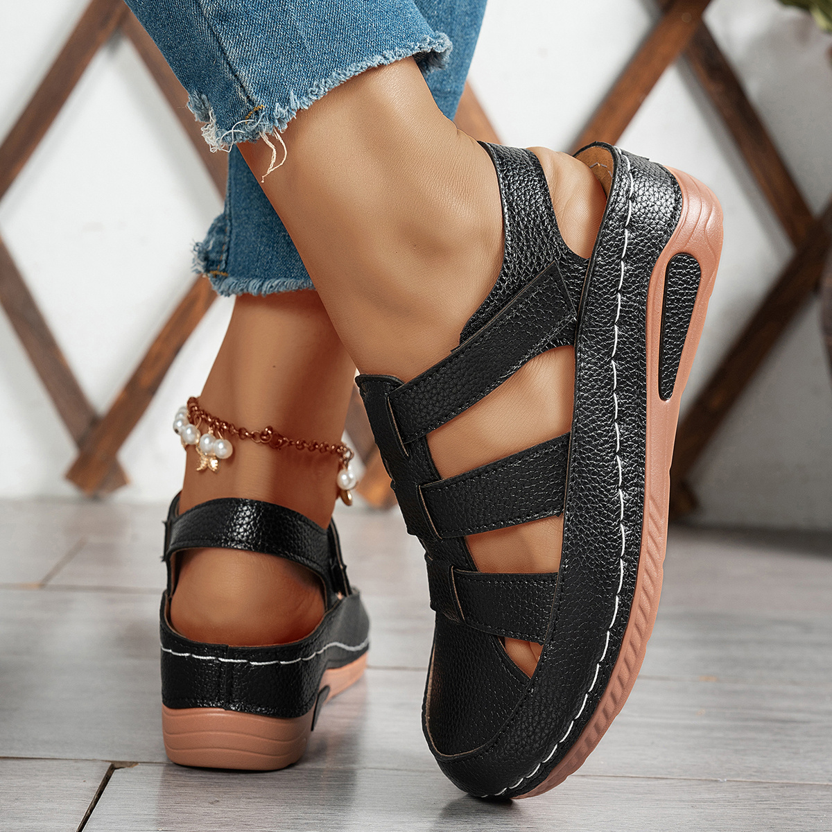 🔥Last Day Promotion 50% OFF - Women’s Stylish Comfortable Leather Wedge Sandals