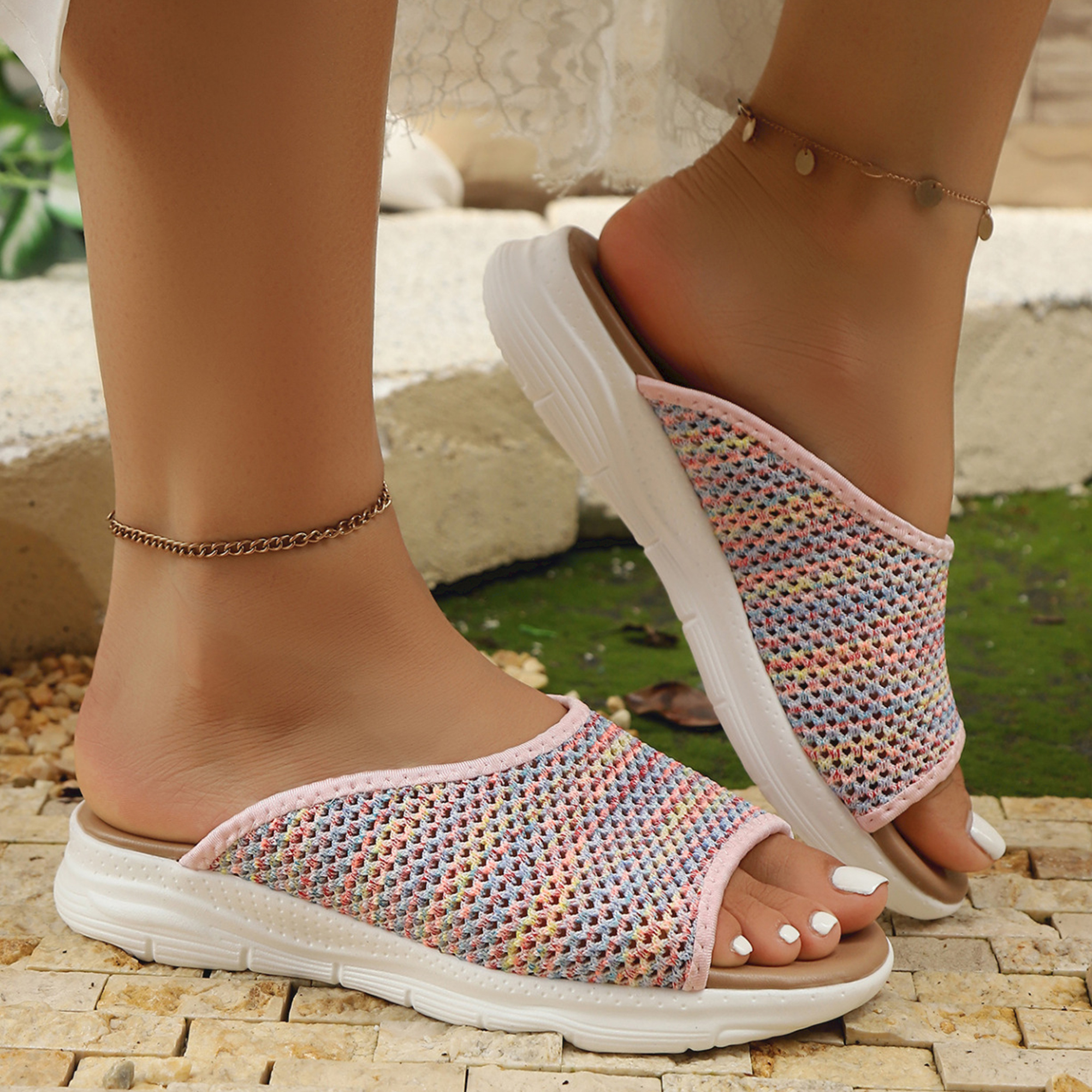 🔥Last Day Promotion 50% OFF - Women's Elegant Knitted Cushioned Wedge Sandals