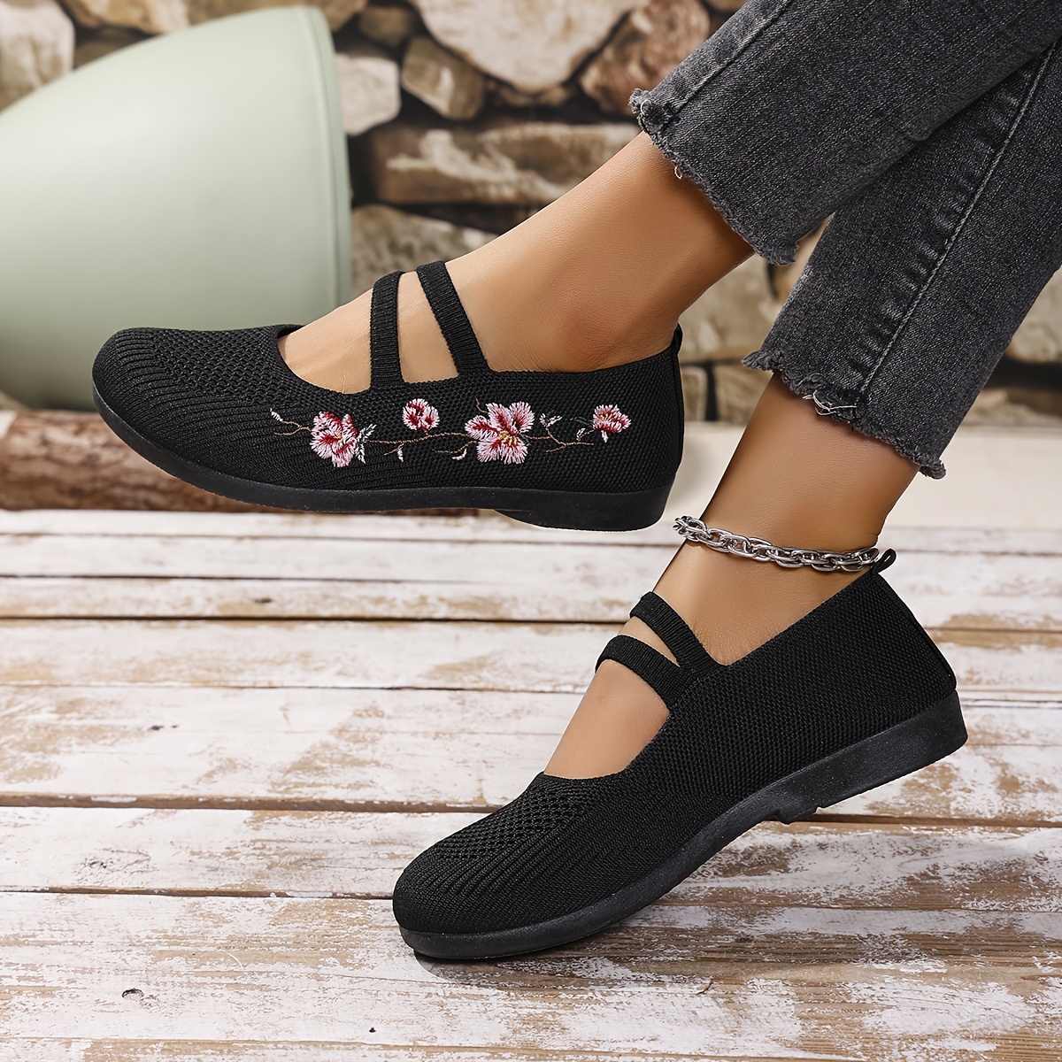 🔥Last Day Promotion 50% OFF -  Women's Floral Knit Ballet Flats