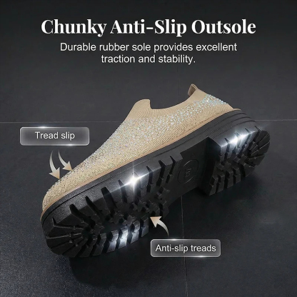 🔥Last Day Promotion 50% OFF - Women’s Fashionable Rhinestone Thick Sole Loafers