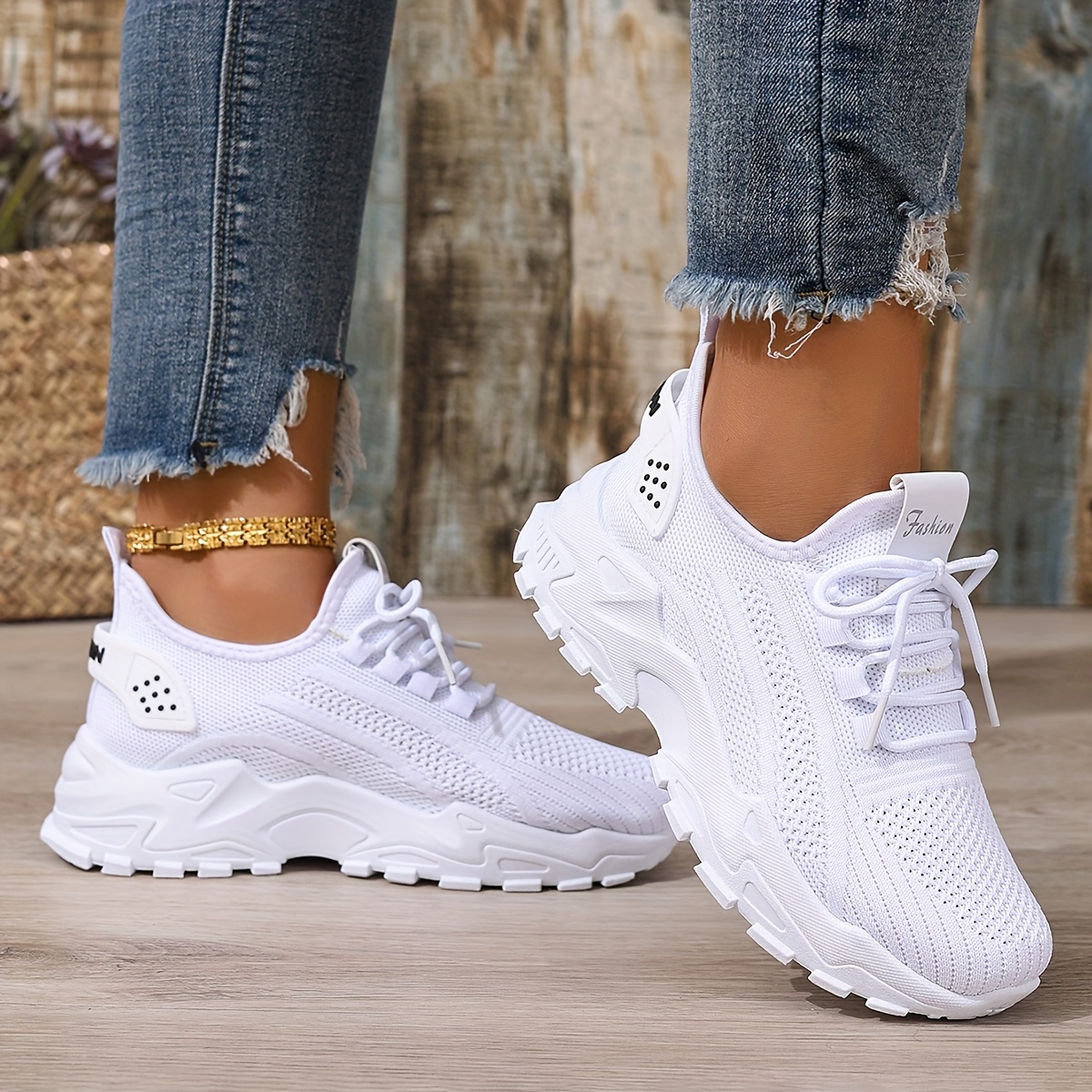 🔥Last Day Promotion 50% OFF - Ladies Supportive Chunky Sole Trainers Breathable Mesh Knit Cushioned All Day Walking Casual Footwear