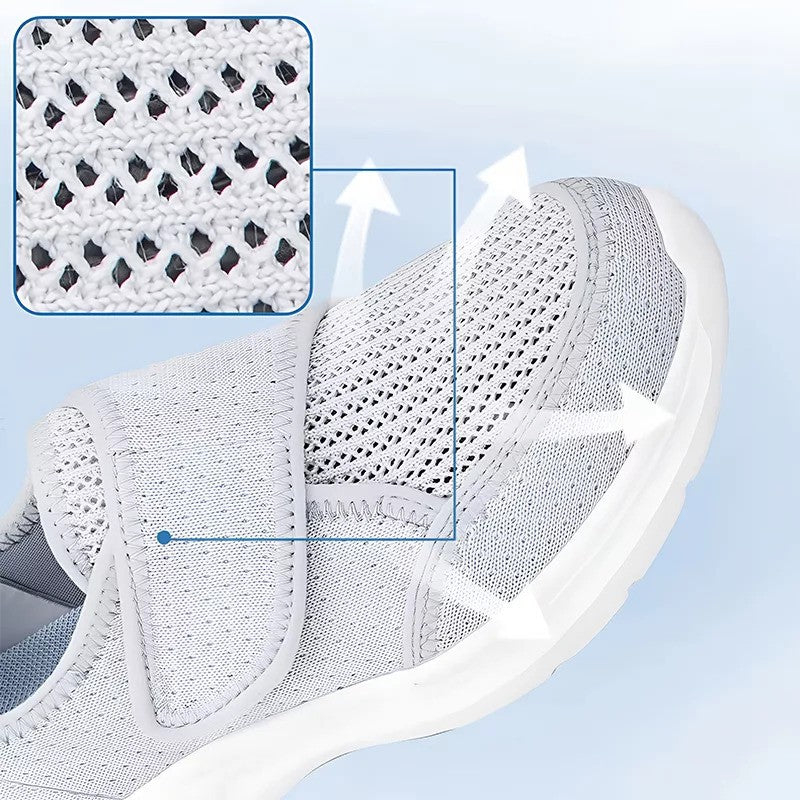 🔥Last Day Promotion 50% OFF - Ladies Wide Fit Orthopaedic Mesh Walking Trainers Touch Fastener Easy Slip On Breathable Cushioned Walking Shoes For Sensitive & Swollen Feet