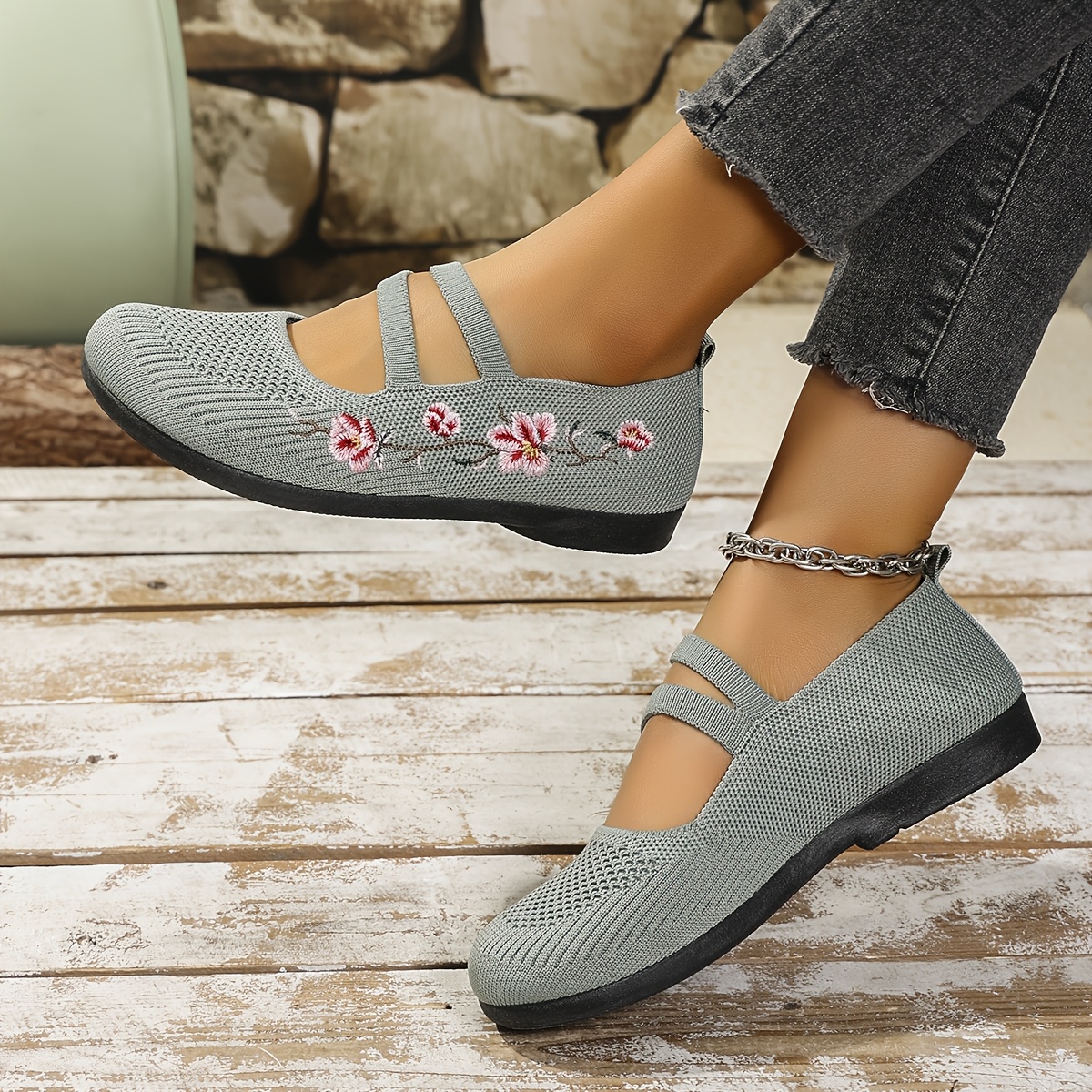 🔥Last Day Promotion 50% OFF -  Women's Floral Knit Ballet Flats