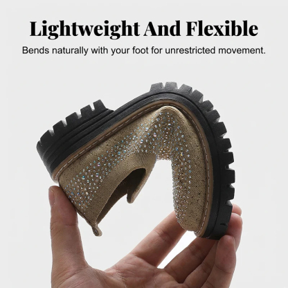 🔥Last Day Promotion 50% OFF - Women’s Fashionable Rhinestone Thick Sole Loafers