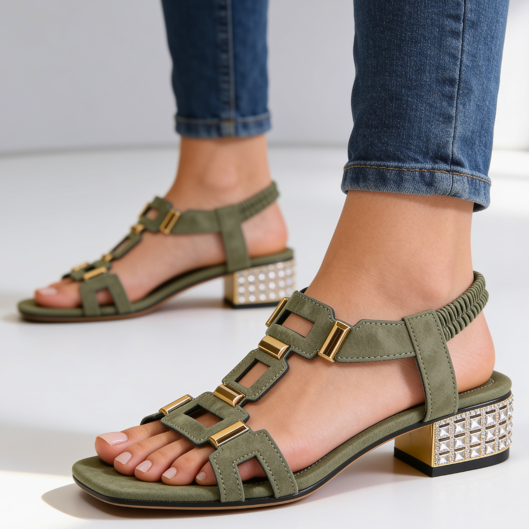 🔥Last Day Promotion 50% OFF - Florence Crystal Heel Sandals