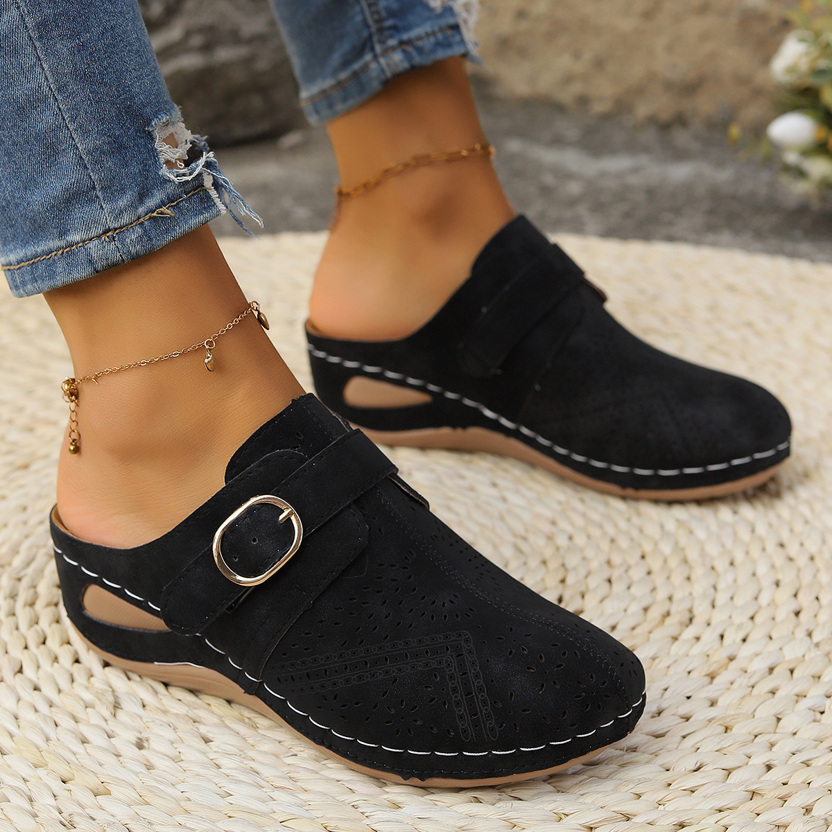 🔥Last Day Promotion 50% OFF - Women’s Orthopaedic Arch Support Wedge Mule Slip On Sandals