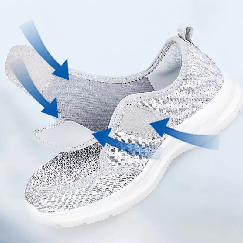 🔥Last Day Promotion 50% OFF - Ladies Wide Fit Orthopaedic Mesh Walking Trainers Touch Fastener Easy Slip On Breathable Cushioned Walking Shoes For Sensitive & Swollen Feet