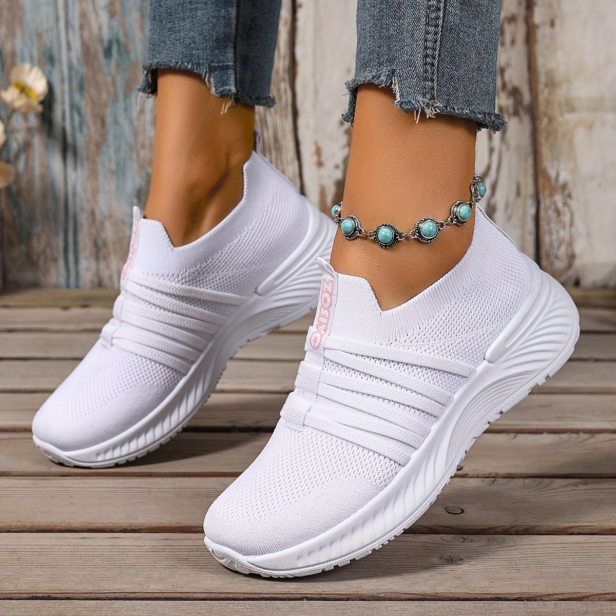 🔥Last Day Promotion 50% OFF - Women's Breathable Knit Sock Slip On Trainers Lightweight Cushioned Sole All Day Walking Footwear