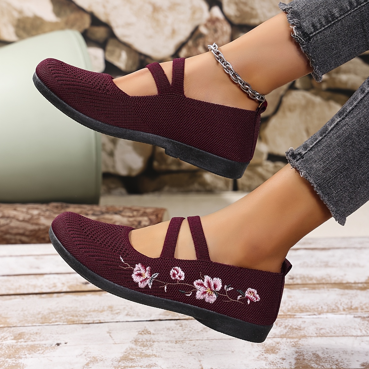 🔥Last Day Promotion 50% OFF -  Women's Floral Knit Ballet Flats