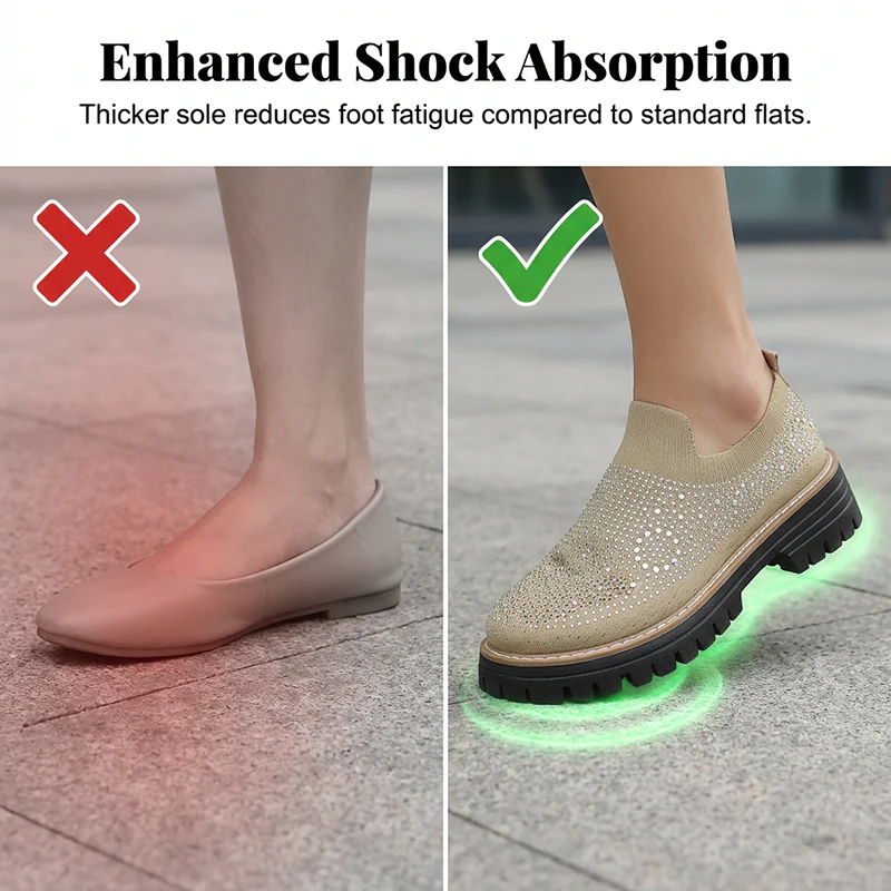 🔥Last Day Promotion 50% OFF - Women’s Fashionable Rhinestone Thick Sole Loafers