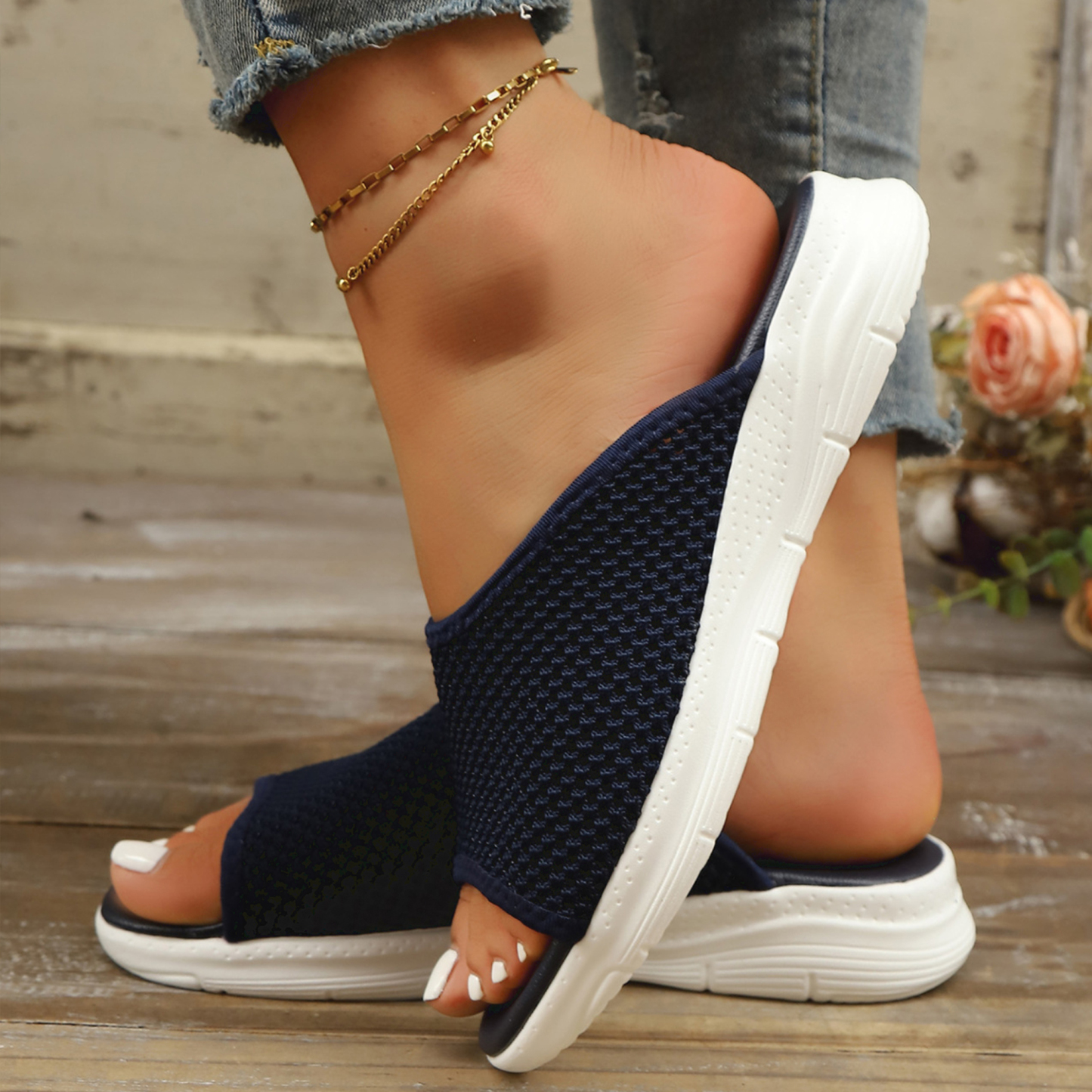 🔥Last Day Promotion 50% OFF - Women's Elegant Knitted Cushioned Wedge Sandals