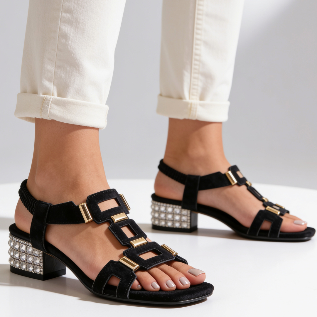 🔥Last Day Promotion 50% OFF - Florence Crystal Heel Sandals