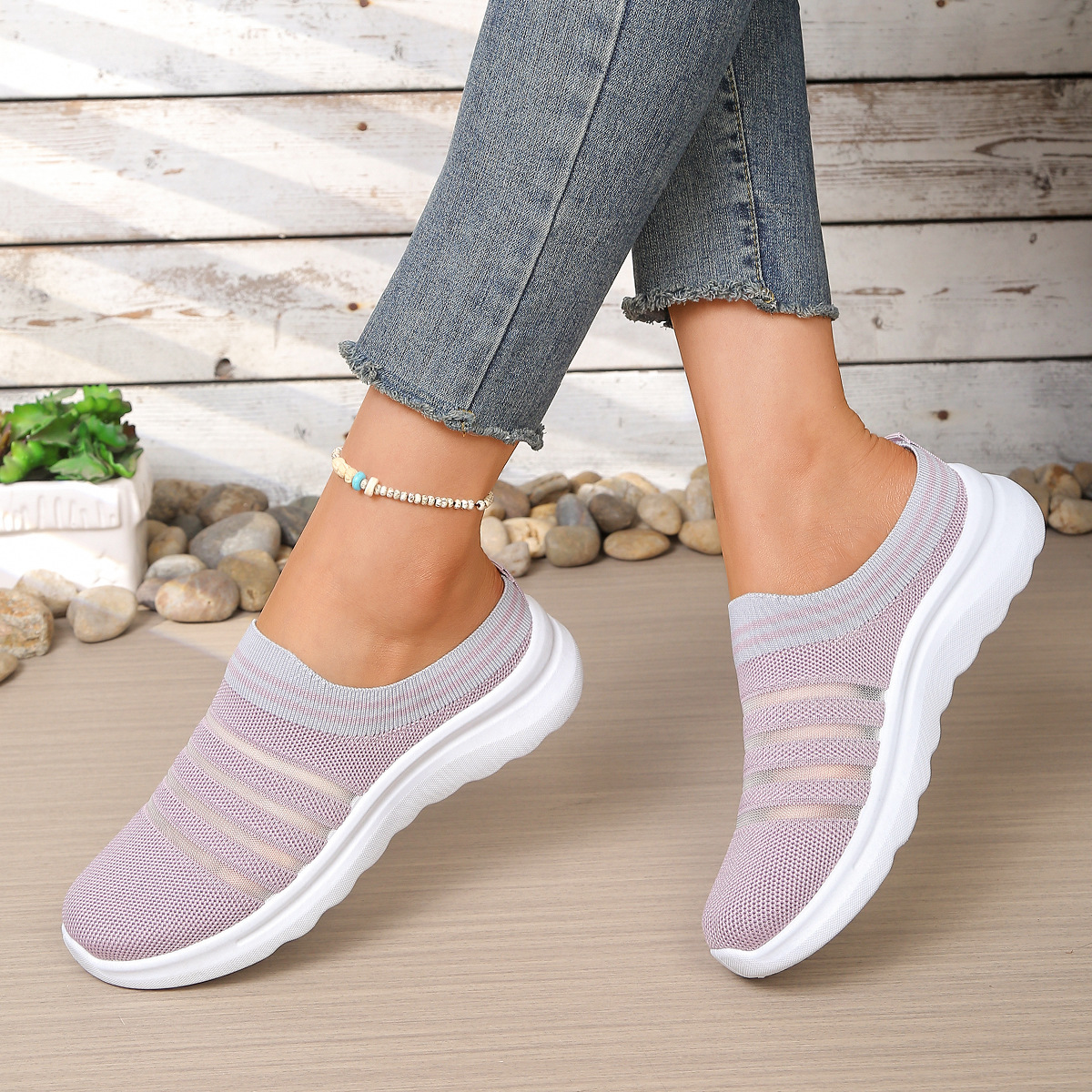 🔥Last Day Promotion 50% OFF - Women's Breathable Backless Slip-On Mule Trainers Lightweight Cushioned Insole Easy Wear
