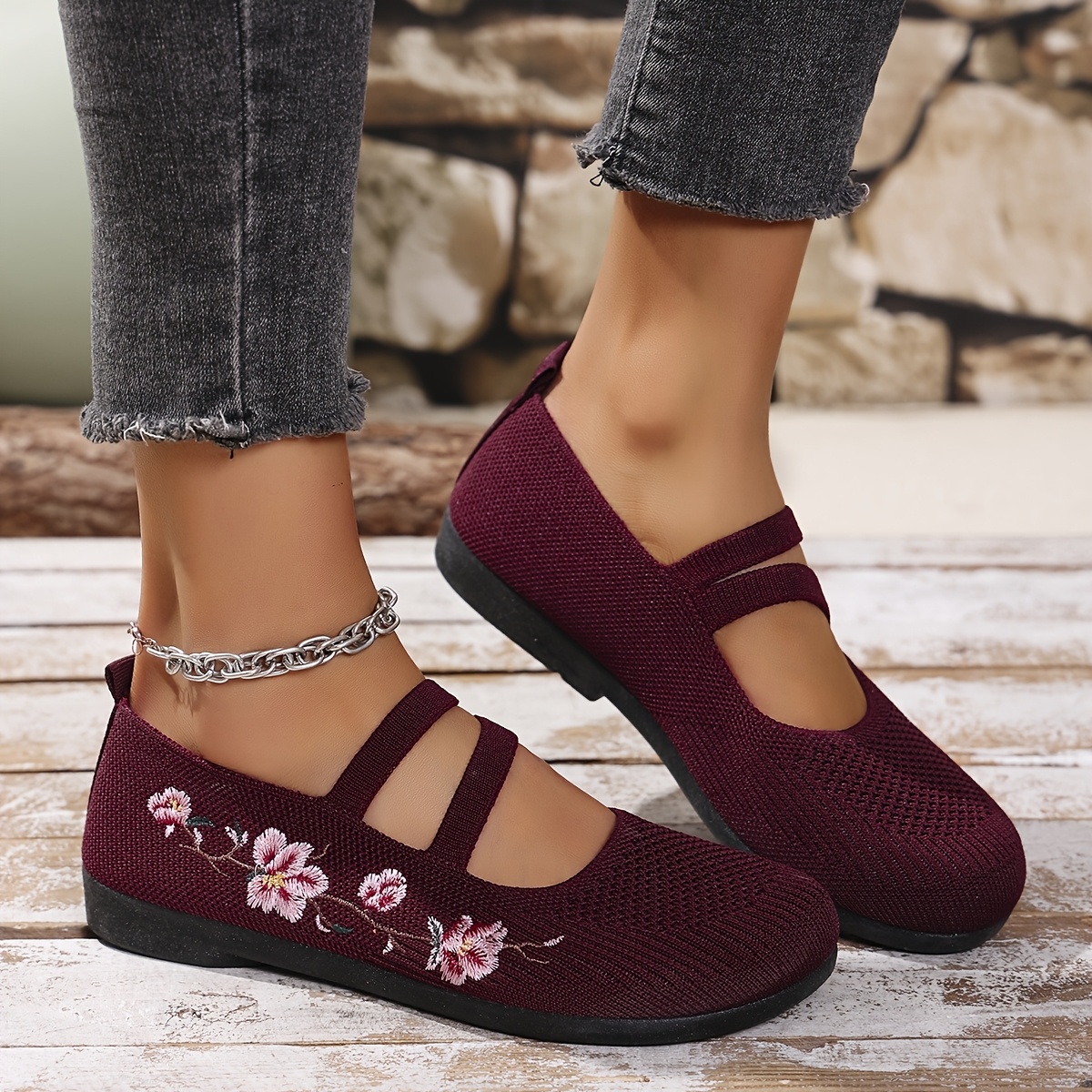 🔥Last Day Promotion 50% OFF -  Women's Floral Knit Ballet Flats