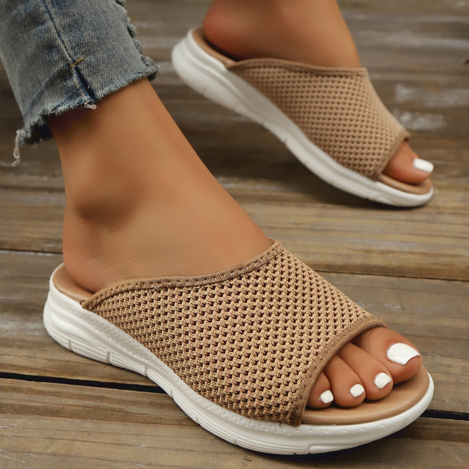 🔥Last Day Promotion 50% OFF - Women's Elegant Knitted Cushioned Wedge Sandals
