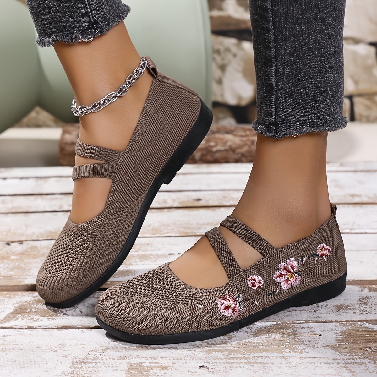 🔥Last Day Promotion 50% OFF -  Women's Floral Knit Ballet Flats