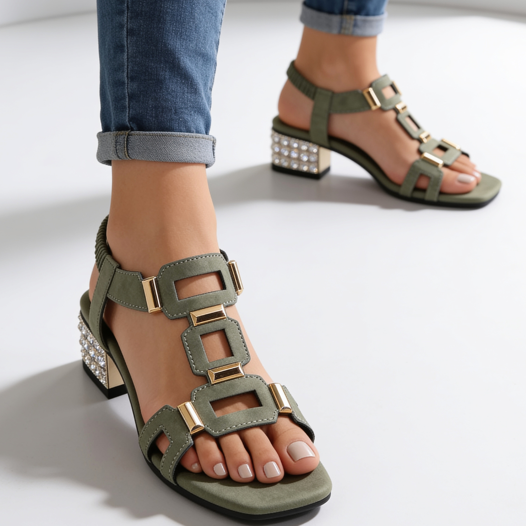 🔥Last Day Promotion 50% OFF - Florence Crystal Heel Sandals