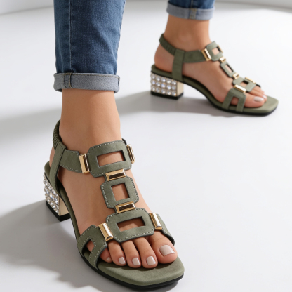 🔥Last Day Promotion 50% OFF - Florence Crystal Heel Sandals