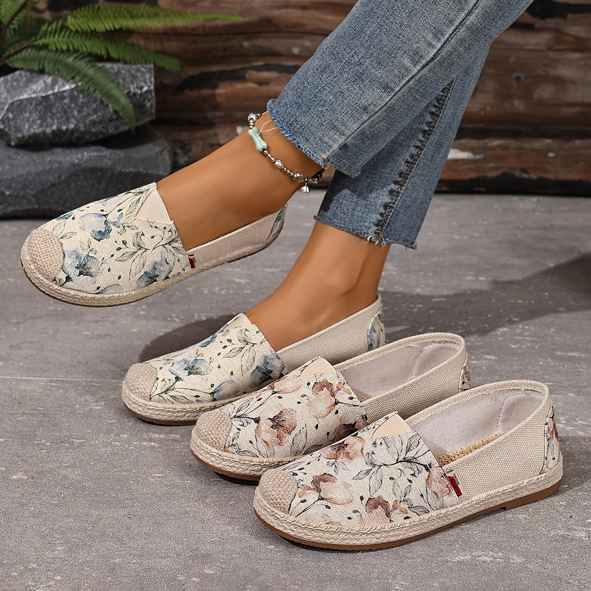 🔥Last Day Promotion 50% OFF - Women's Retro Ink Floral Breathable Slip-On Shoes 
