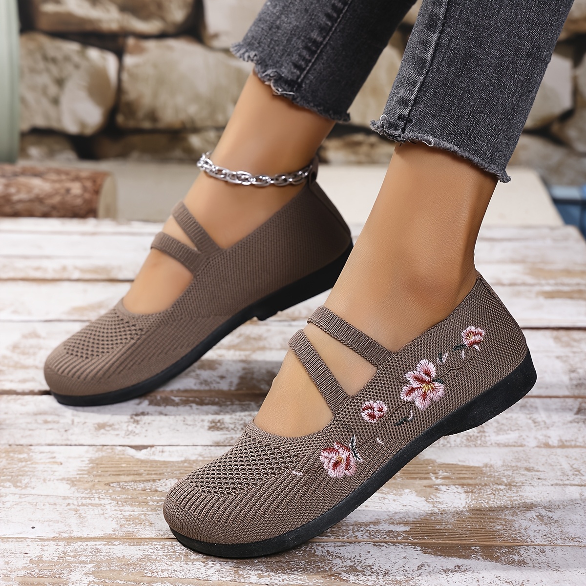 🔥Last Day Promotion 50% OFF -  Women's Floral Knit Ballet Flats