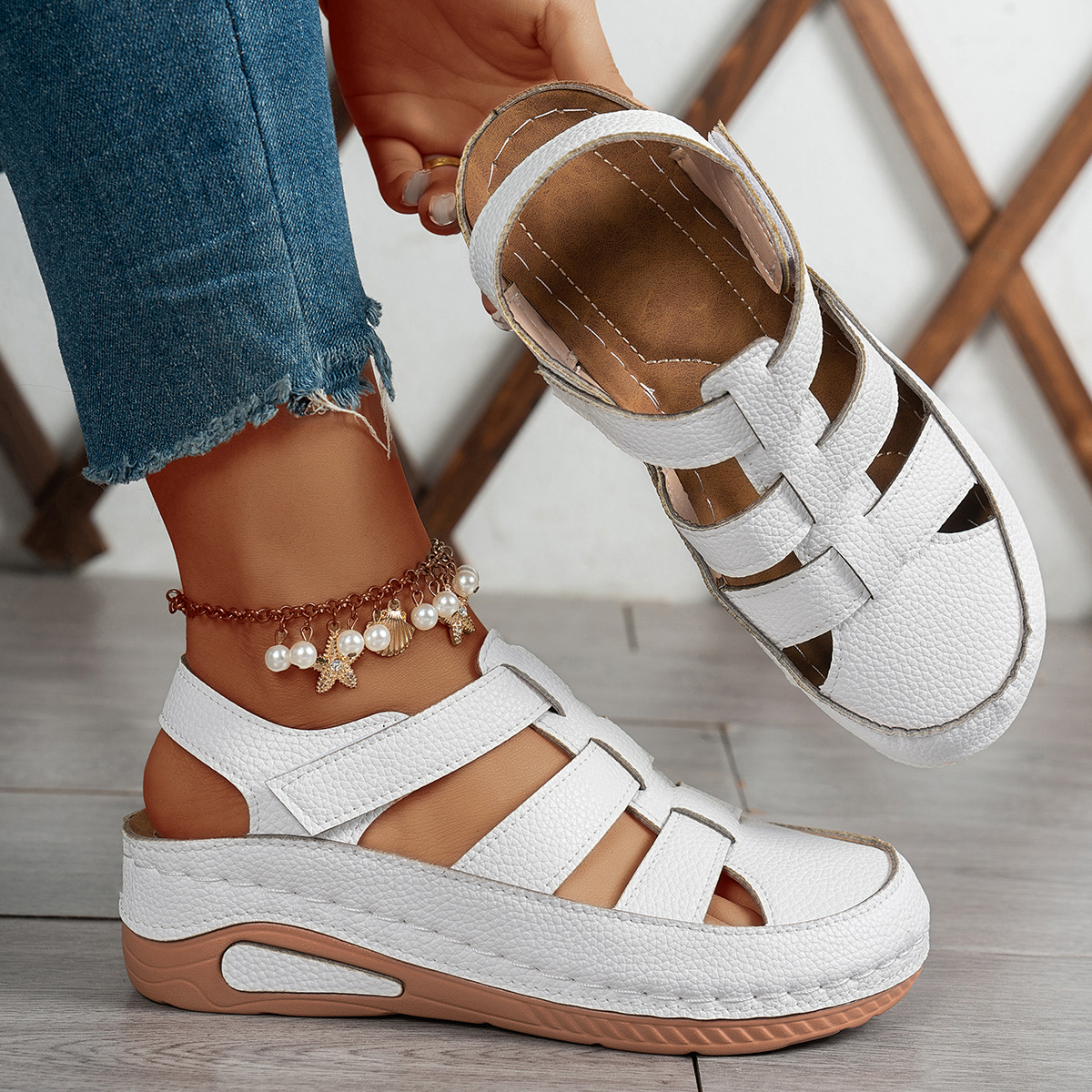 🔥Last Day Promotion 50% OFF - Women’s Stylish Comfortable Leather Wedge Sandals