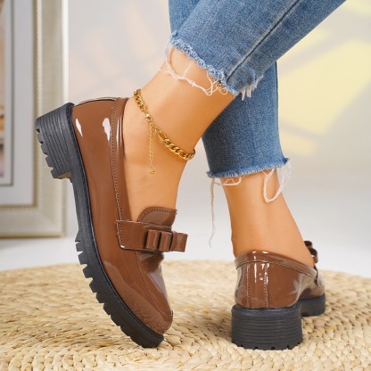 🔥Last Day Promotion 50% OFF - Women's Solid Colour Fashion Thick Sole Leather Shoes