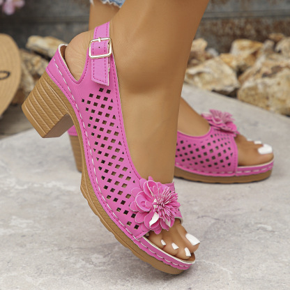 🔥Last Day Promotion 50% OFF - Women's Flower Block Heel Sandals