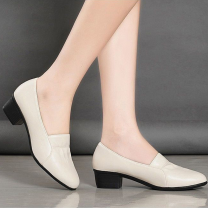 🔥Last Day Promotion 50% OFF - Women's Trendy Non-slip Soft Sole Short Heeled Leather Shoes
