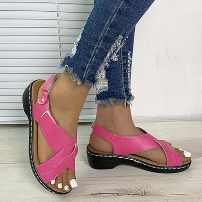 🔥Last Day Promotion 50% OFF - Women's Casual Slope Heel Orthopaedic Leather Sandals