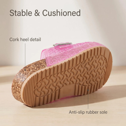 🔥Last Day Promotion 50% OFF - Ladies Breathable Slip-On Jelly Clogs Adjustable Buckle Cork Cushioned Insole